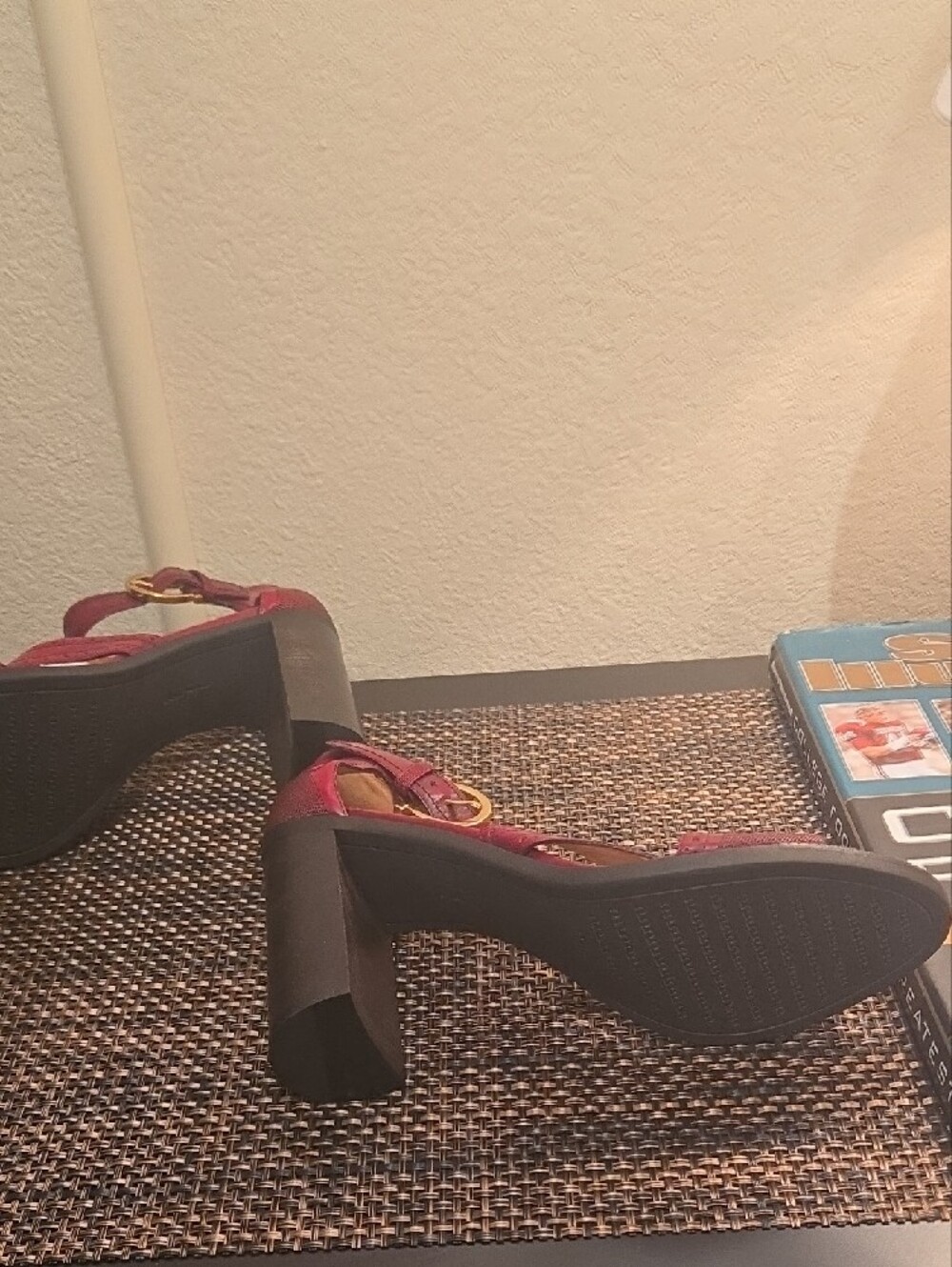 Salvatore Ferragamo Red Open-Toe Perforated Ankle-Strap Heels - Picture 14 of 15